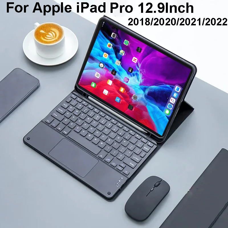 

Чехол-клавиатура для iPad Pro 12.9 дюймов, для iPad Pro 12.9 дюймов 3-го поколения 2018, 4-го поколения 2020, 5-го поколения 2021, 6-го поколения 2022