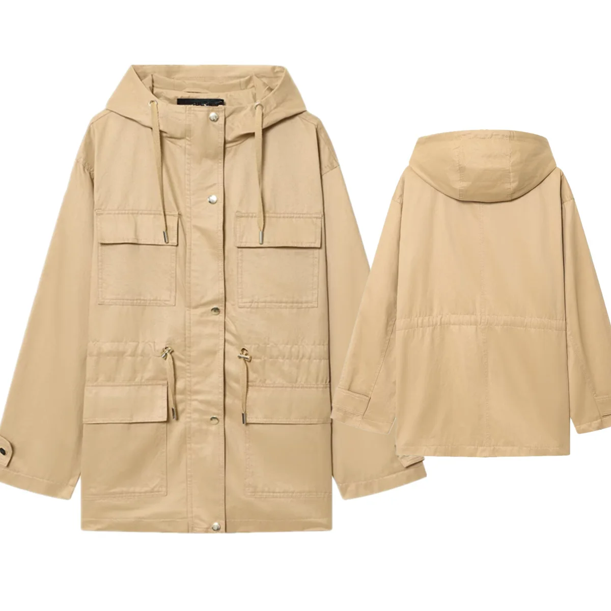 

Withered Women's Workwear Jacket For Autumn And Winter Nordic Minimalist Loose Hooded Windbreaker Jacket Women Overcoat