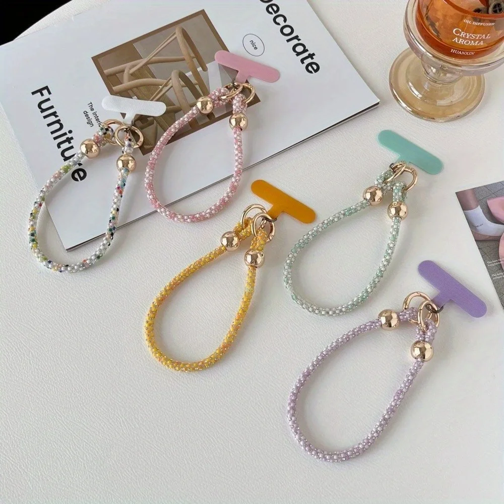 

[wbs] exquisite mobile phone chain lanyard burst flash ins dopamine lanyard new summer color wrist flash diamond hand rope