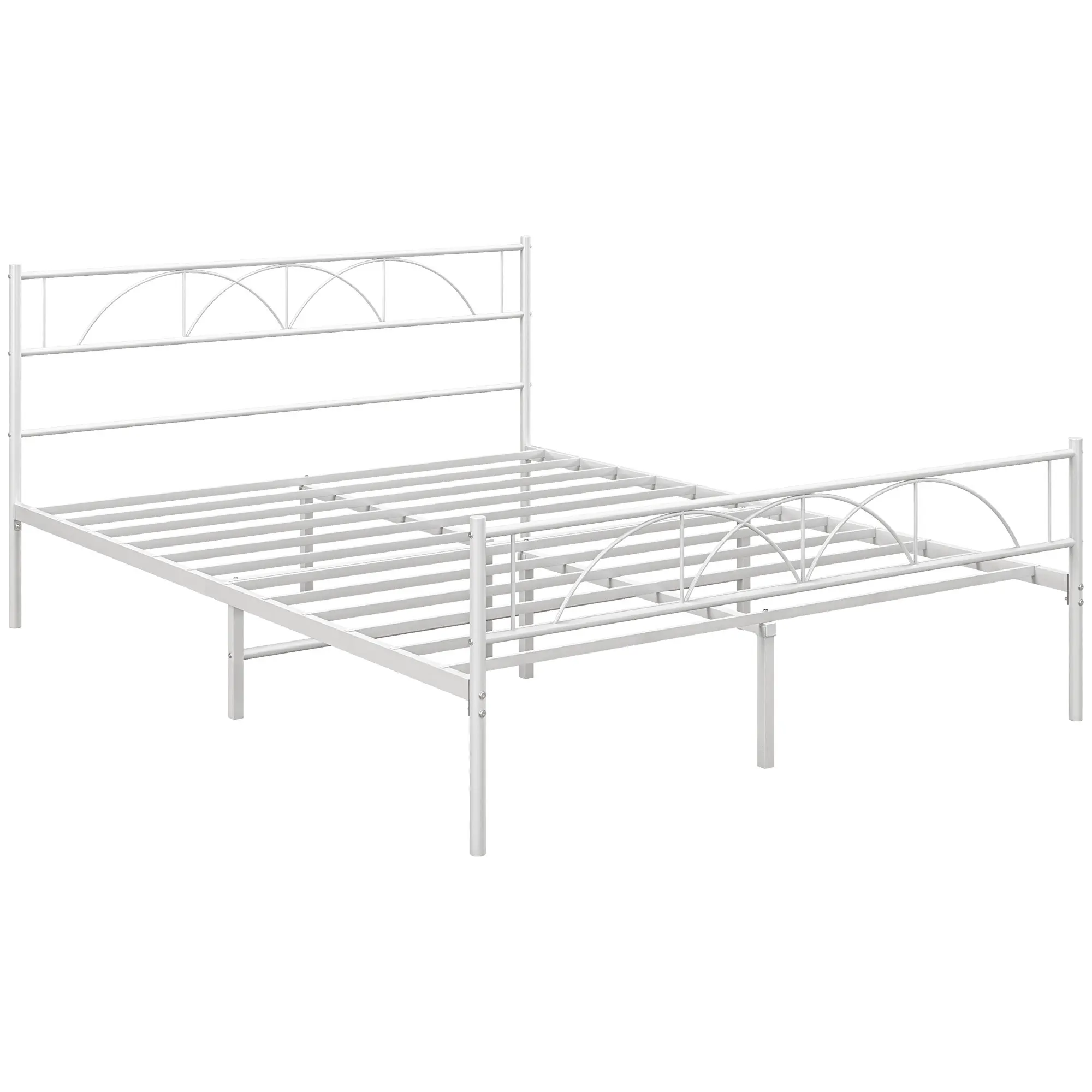 HOMCOM double bed 135x190 cm with headboard white steel slats