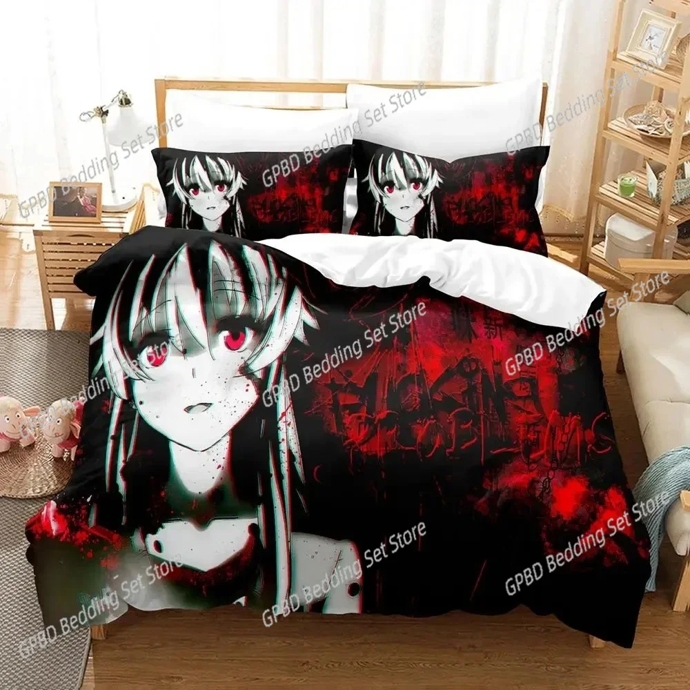 Fashion Anime Future Diary Yuno Gasai Bedding Set Boys Girls Twin Queen Size Duvet Cover Pillowcase Bed Kids Adult Home Textiles