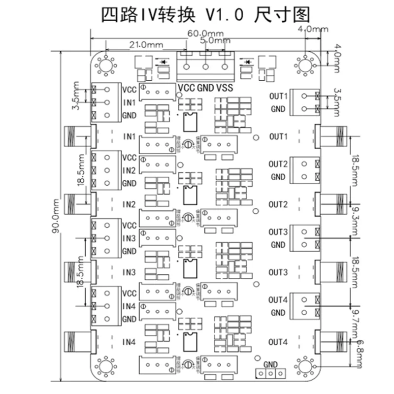 4‑Channel IV‑Conversion Amplifier, Silicon PIN Photodiode, nA ~ mA‑Range Current‑to‑Voltage Signal, Photoelectric Amplifier