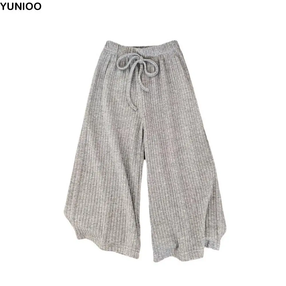 

Baggy Loose Girl Straight Leg Pants Drawstring High Waist Teens Casual Pants Elastic Trousers Children Wide Leg Pants Girl