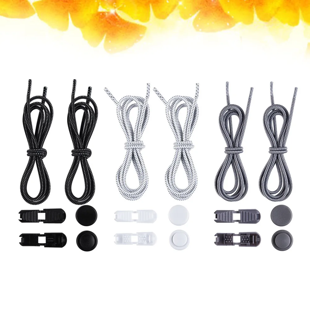 9Pairs Elastic Shoe Laces Adjustable Tieless for All Ages Sneakers Boots Grey Black White 3 Each Elastic Shoe Laces