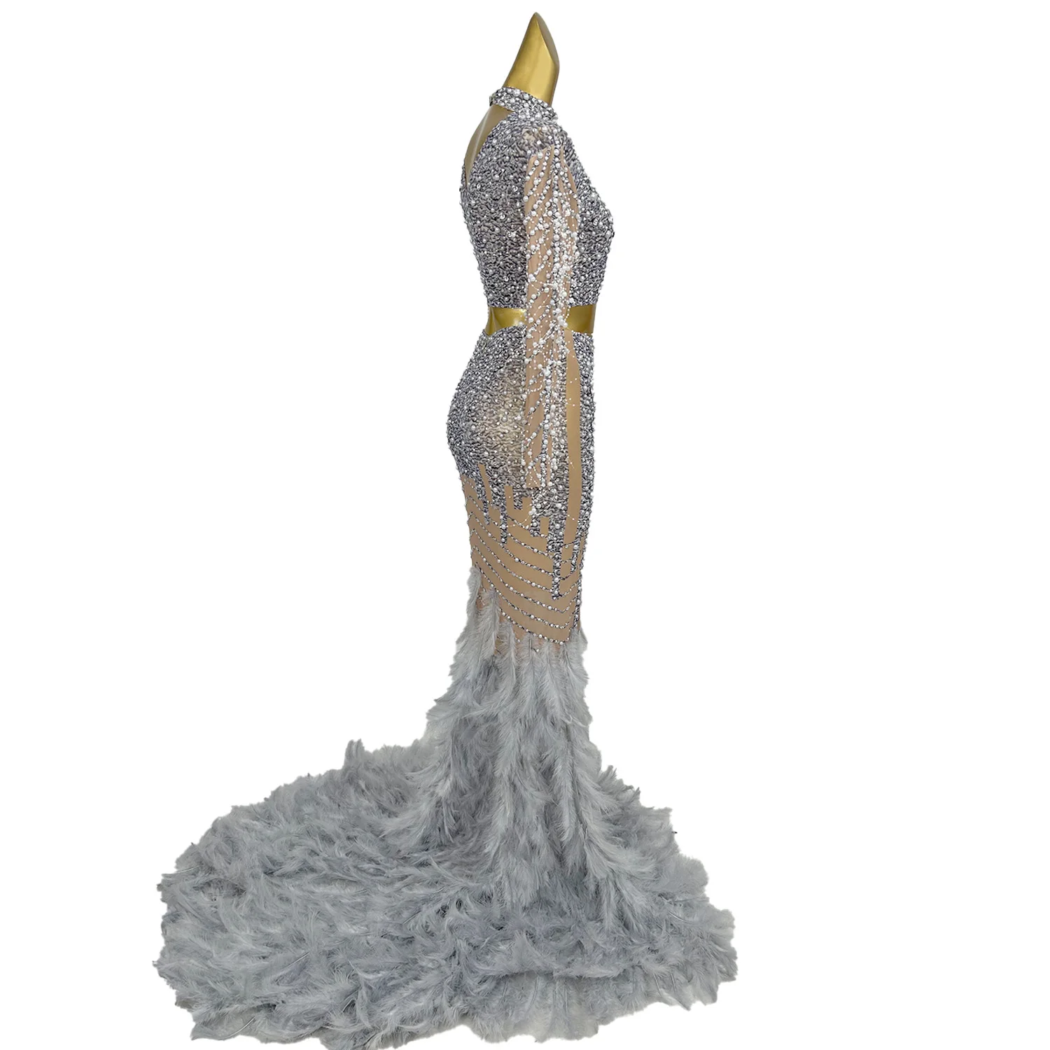 

Festival Celebrate Women Fishtail Gown Sparkly Crystals Pearls Formal Evening Dress Luxury Long Skirt 2Pieces Set Fentiyumao