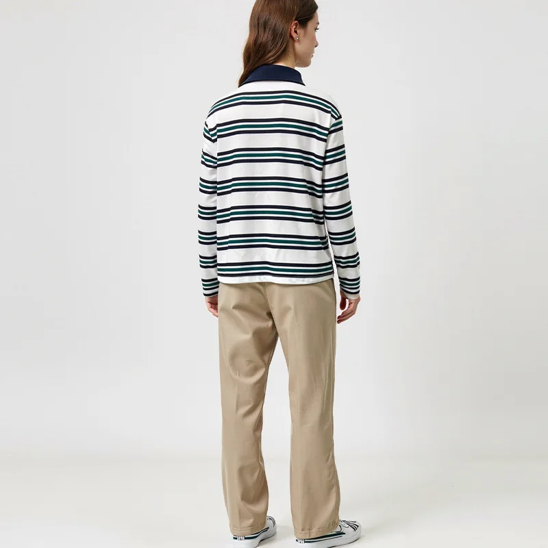 

Moroder, полосатая рубашка-поло с длинными рукавами в европейском и американском стиле, осень 2026, вязаный топ в стиле ретро, женская одежда