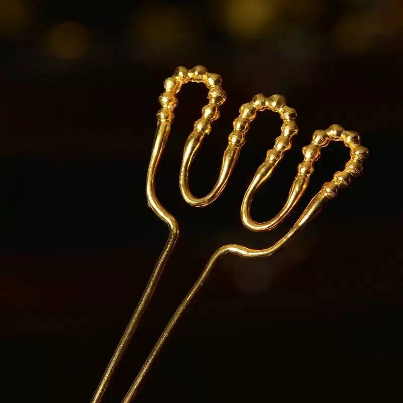 Traditional Chinese Song Dynasty Style Auspicious Gold Hairpin Lucky Hanfu Hair Accessory Blessing Hair Stick For Women Cosplay