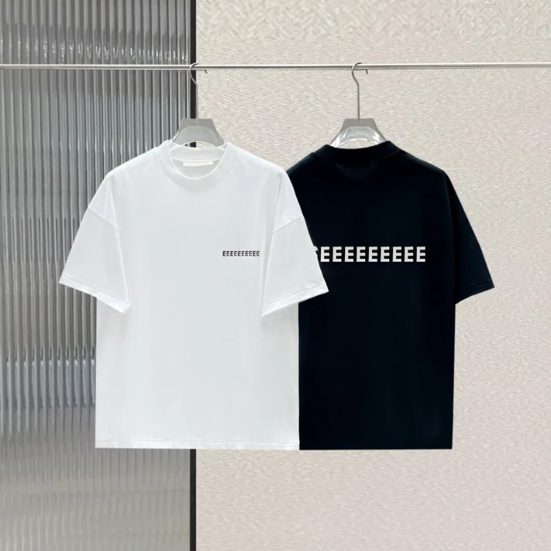 

Classic Brand Men's Round Neck T-shirt Luxury Design Front and Rear Double Row Silicone Letter Short Sleeved Couple T-shirt Top