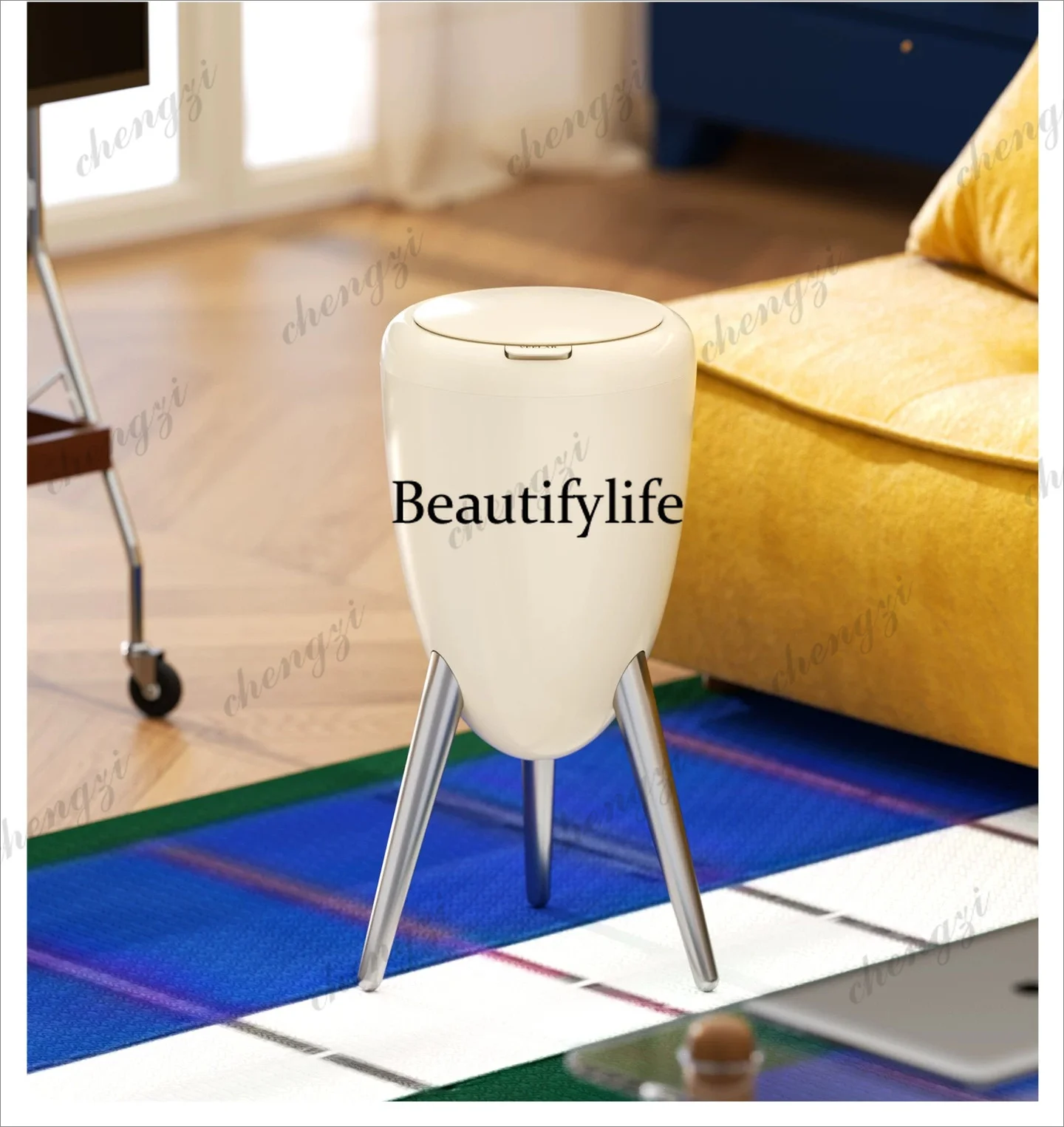 Creative trash can Press type trash can with lid Household floor type living room Bedroom
