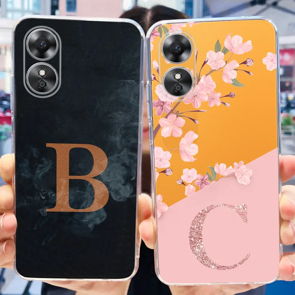 Funda de silicona con letras de flores para OPPO A17 A 17 CPH2477, Funda de TPU suave para teléfono OPPO A17K 4G, Funda OPPOA17 k parachoques