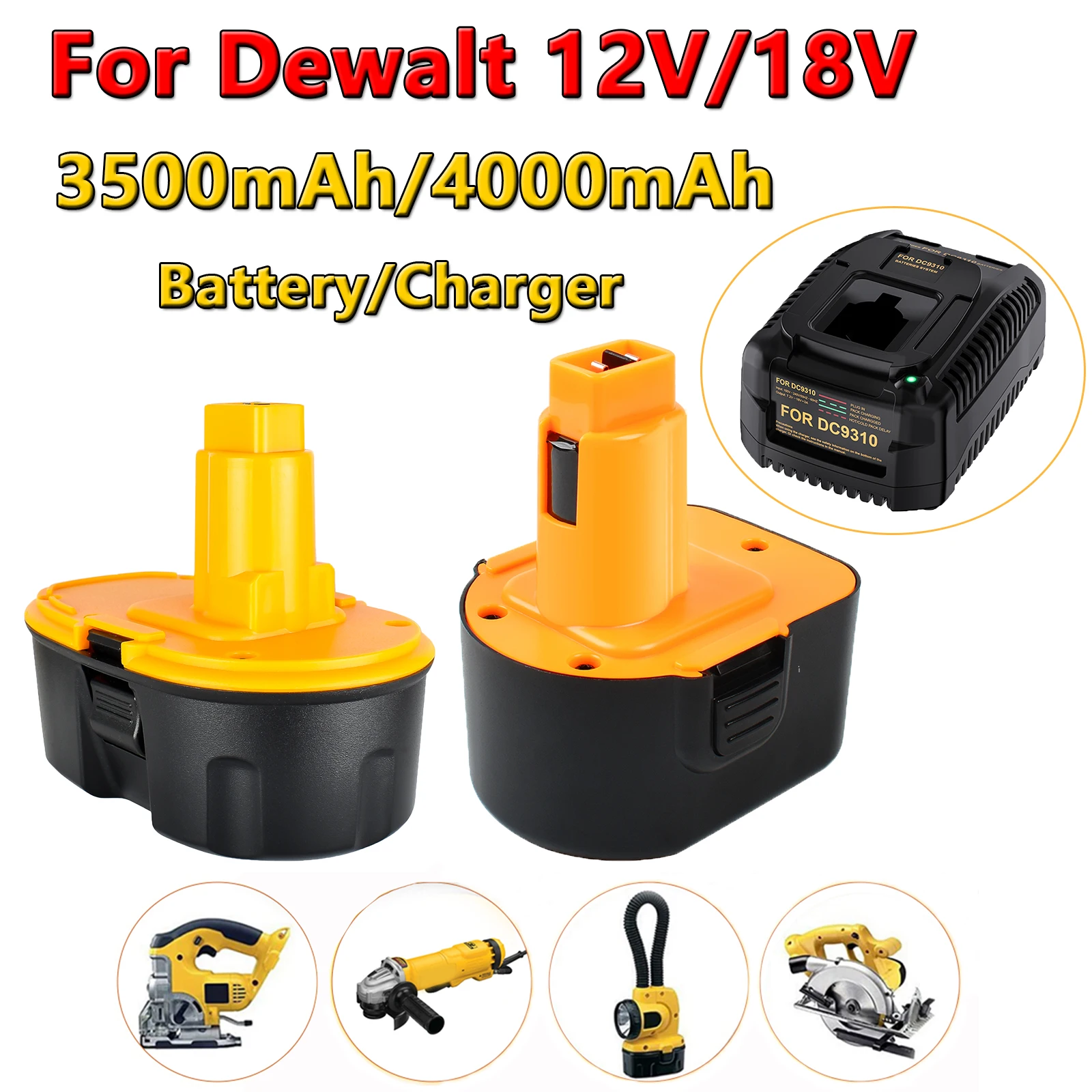 

Powtree 3500Mah/4000Mah Ni-Mh 12V/18V Power Tool Battery for Dewalt Dc9071 De9074 Dc9096 Dw9098 Rechargeable Battery