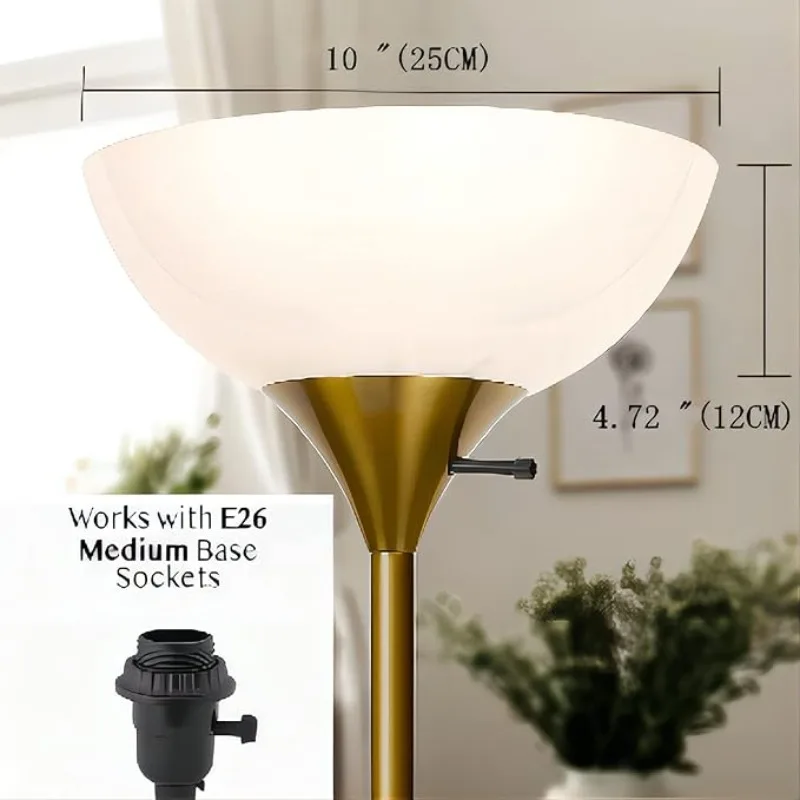 

2PACK 10 Inch Plastic Bowl Lamp Shade for Torchiere Floor Lamp, White, B250