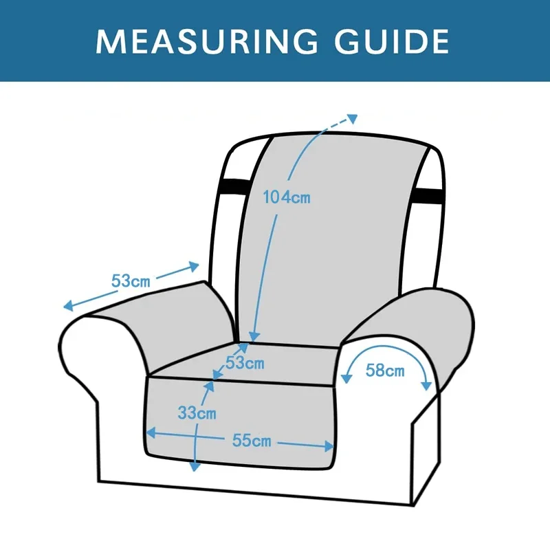 1 Seater Quilted Recliner Sofa Cover Dogs Pets Kid Anti-Slip Chair Covers Anti-wear  Armchair Slipcovers Furniture Protector