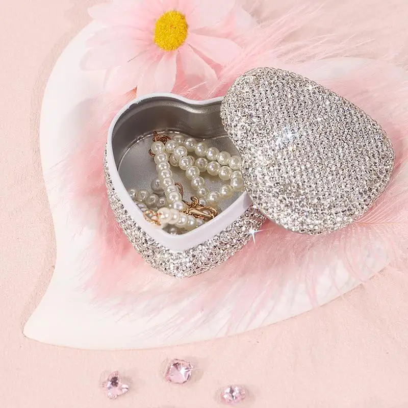 Funkelnde Strass-Metall-Blechdose Schmuck-Aufbewahrungsbox für Halsketten – Detail 11