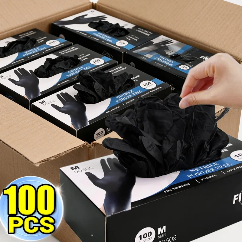 Disposable Black Nitrile Gloves Latex Free Waterproof Durable Suitable for Kitchen Food Processing Beauty SalonFamily
