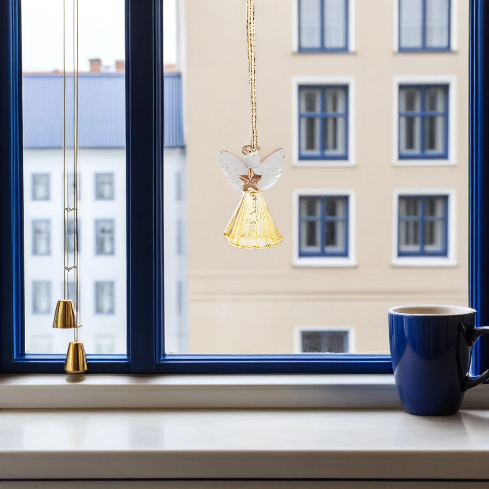 

2Pcs Crystal Angel Hanging Decoration - Sun Catcher Wind Chime for Living Room Window Garden, Romantic Light Reflector with