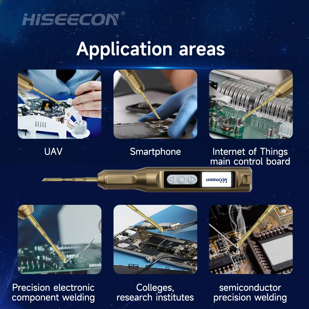 HISEECON H1 Adjustable Temperature Soldering Iron DC 9-24V 60-500°C Type-C USB Fast Charger Rework Station For JBC SUGON Tips