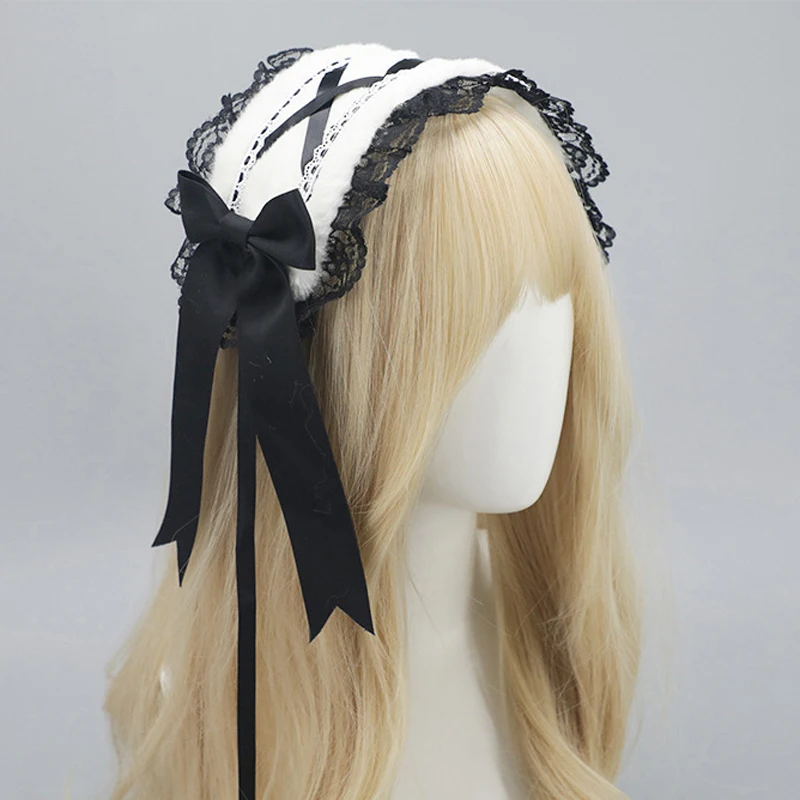 AniLV Lolita Girl Village Bunny Maid Lace Headwear Cute Sweet Rabbit Ears Easter Cosplay