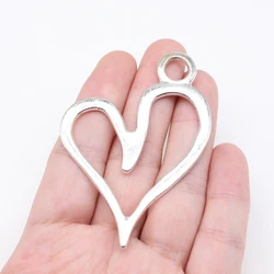 WYSIWYG 1pcs 66x46mm Vintage Big Hollow Heart Charm For Jewelry Making Big Hollow Heart Pendants Charm Big Heart