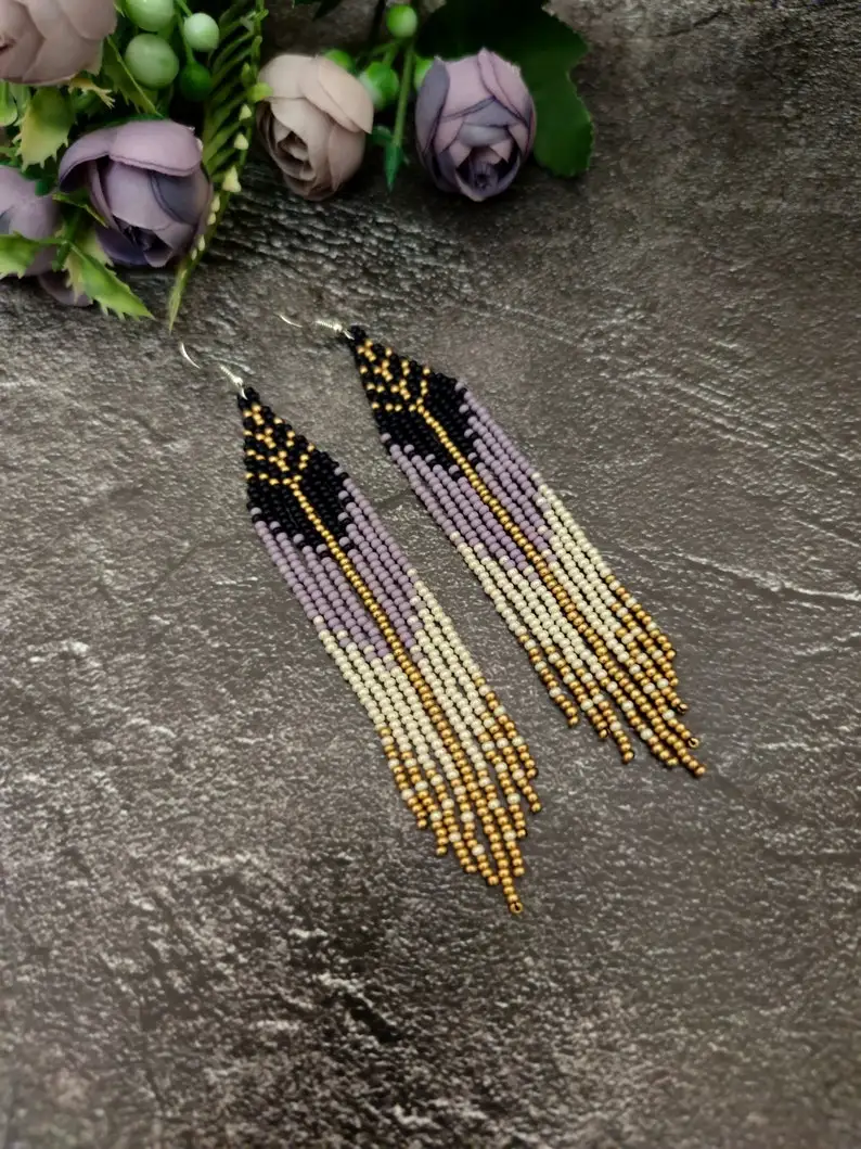ZGMXR Rice bead earrings Original Simple Pattern Alloy female Geometry Gradient color Bohemia Retro Hand-woven Beaded earrings view 6