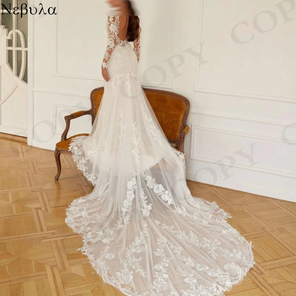 Белое свадебное платье по индивидуальному заказу, изысканное вечернее платье русалки с длинными рукавами, модные аппликации, темпераментные свадебные платья для свадебной вечеринки