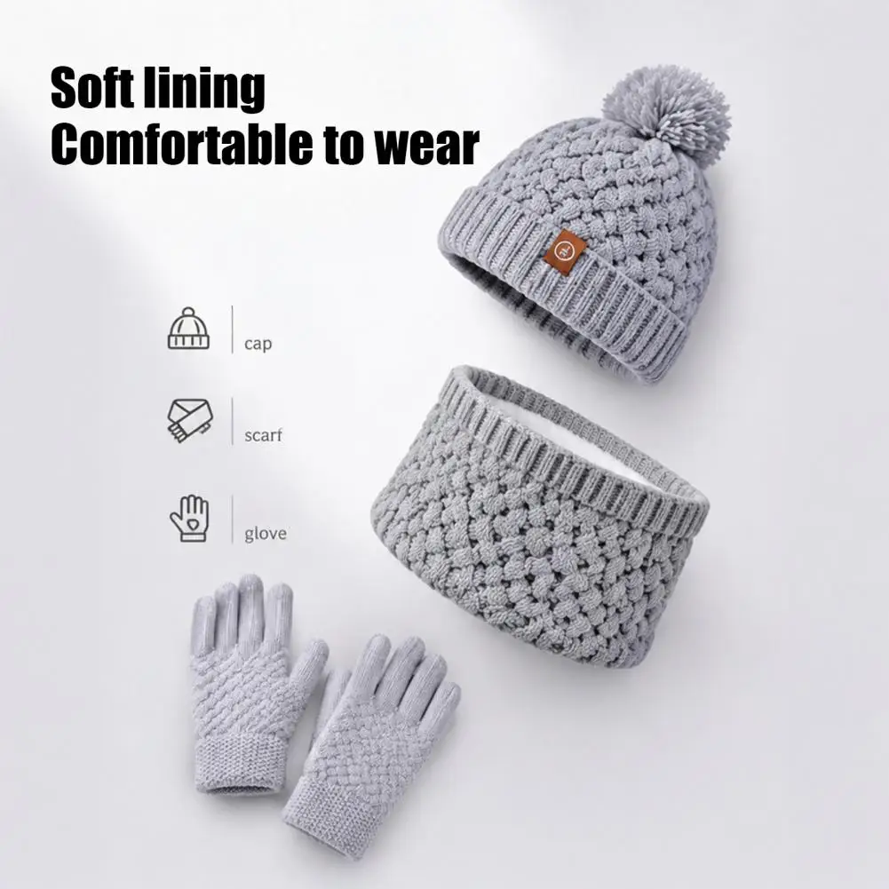 Holiday Gift for Kids Winter Kids Winter Hat Scarf Gloves Set Fleece Lined Beanies Neck Warmer Mittens Warm Knit for Boys