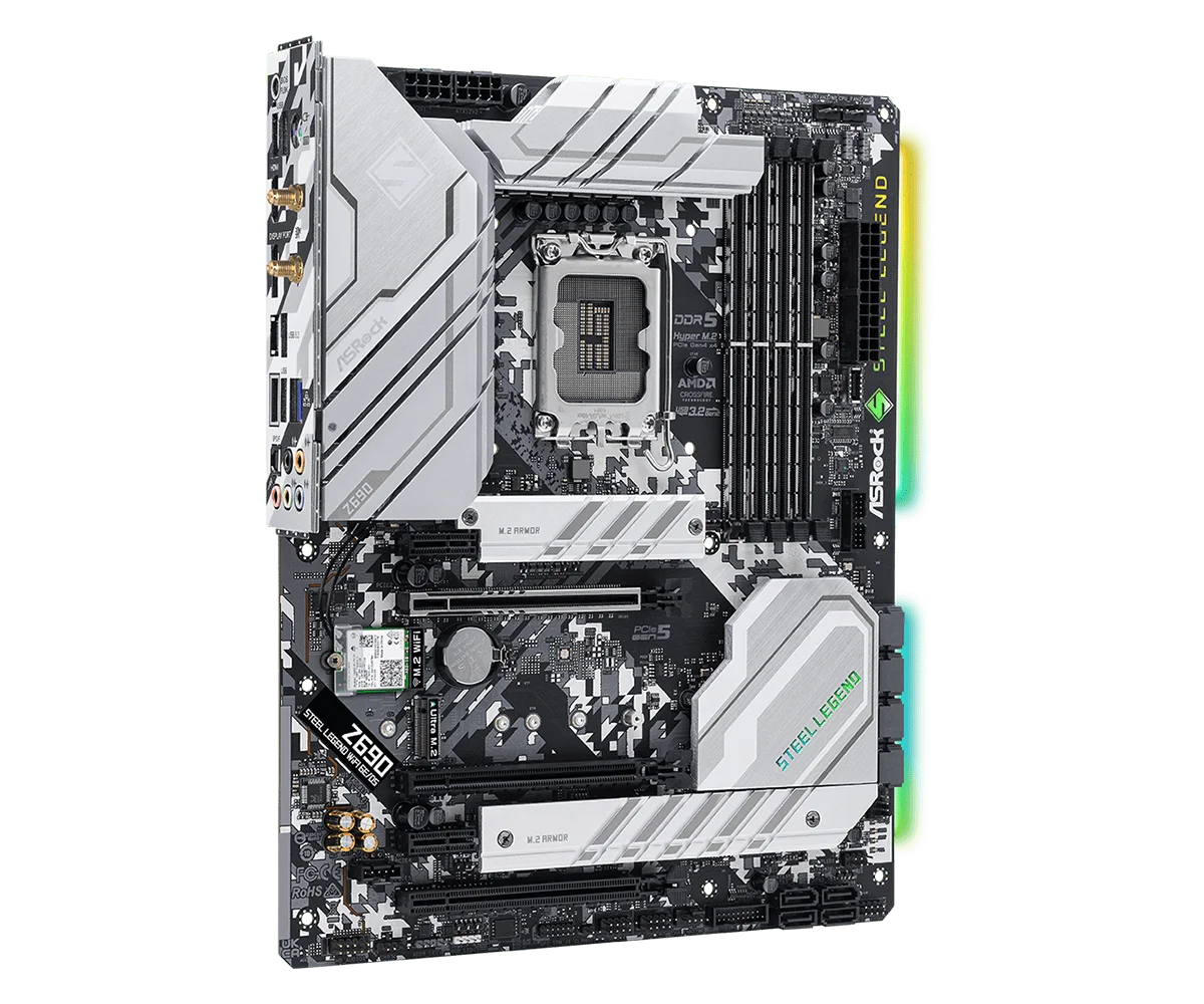 Z690 LGA1700 Motherboard ASROCK Z690 Steel Legend WiFi 6E/D5 Placa Mãe CPU For 14/13/14th Gen i9-14900K i9-13900K i9-12900K DDR5 view 3