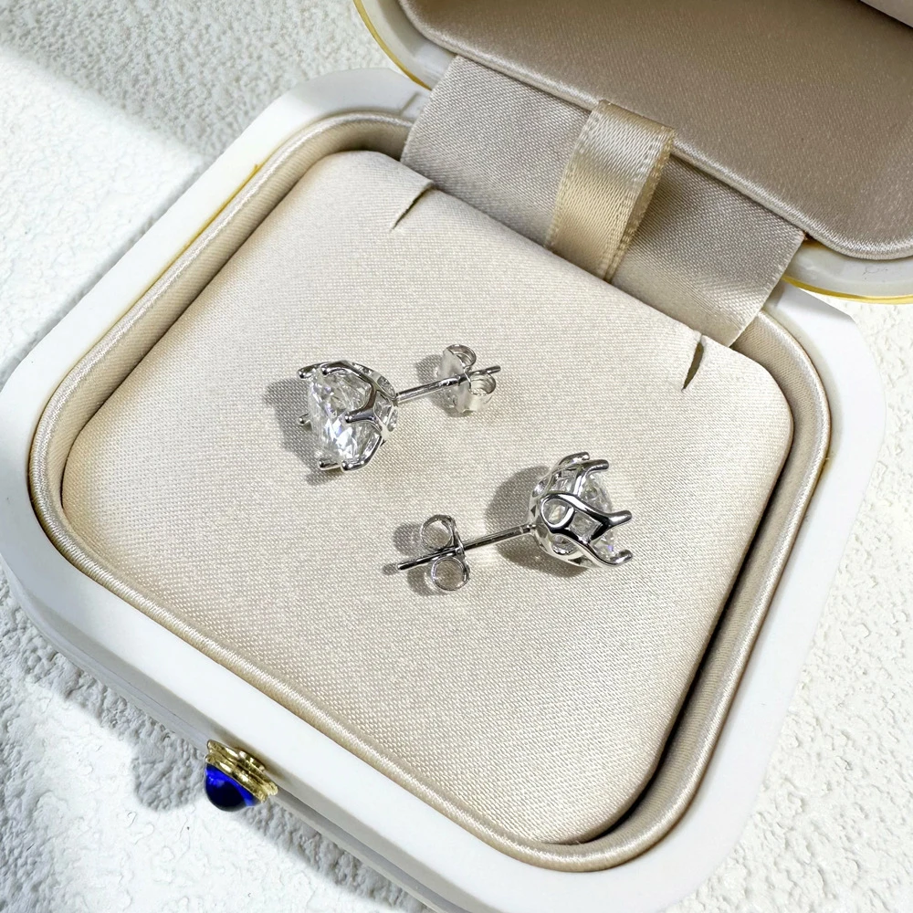 JoyceJelly 1/2/4CT VVS D Farbe Moissanit Russische Cut 8H8A Labor Diamant Stud Ohrringe Für Frauen S925 Sterling silber Edlen Schmuck – Detail 8