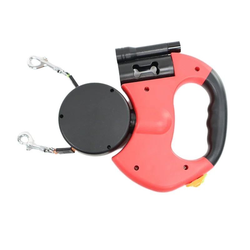 

Товары для домашних собак, автоматический выдвижной двойной поводок для собак с фонариком, мешок для мусора, коробка для рулетки, двусторонняя тяговая веревка