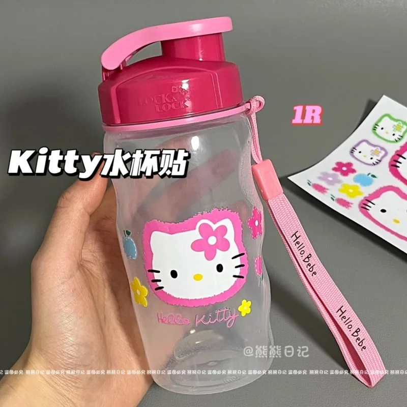 سانريو أنيمي الكرتون Kawaii مرحبا كيتي Ins كوب ماء ملصق الكمبيوتر باب زجاجي خزانة الثلاجة ملصقات الزخرفية