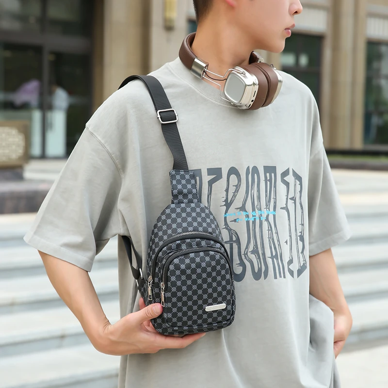 

Fashion printed leather men's women's mini chest bag shoulder bags crossbody bags sacoches hommes bolsos para hombre bag for men