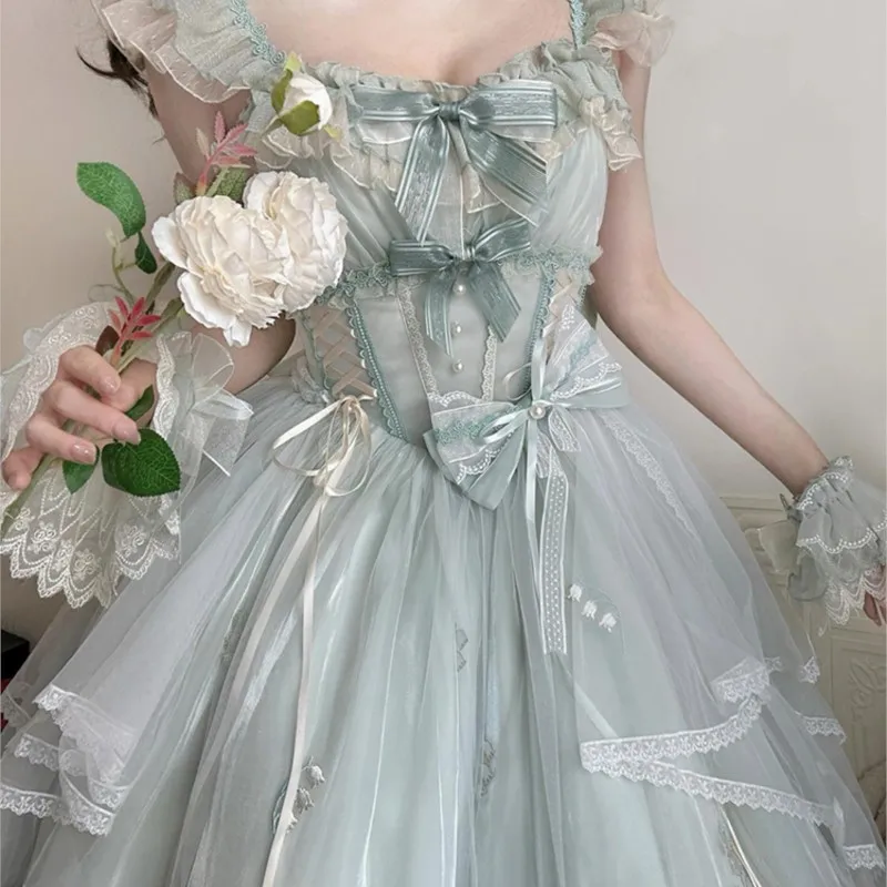 If the grass color sweet embroidery strap ceremony elegant gorgeous dress