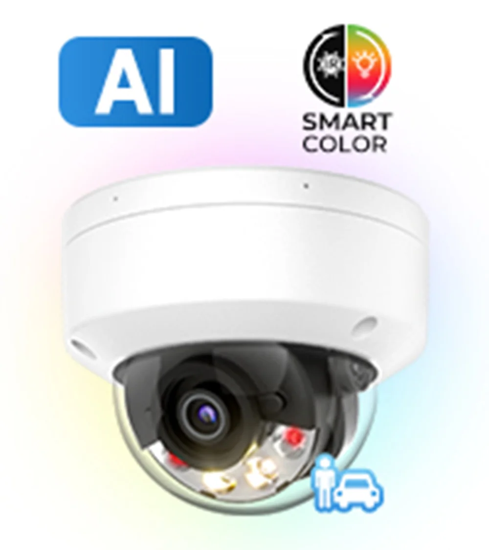 8MP 4K Vandal Proof Mini Dome IP Camera Dual MIC 98ft Colorvu Night Vision Human/Vehicle Detection AI Light APP Outdoor