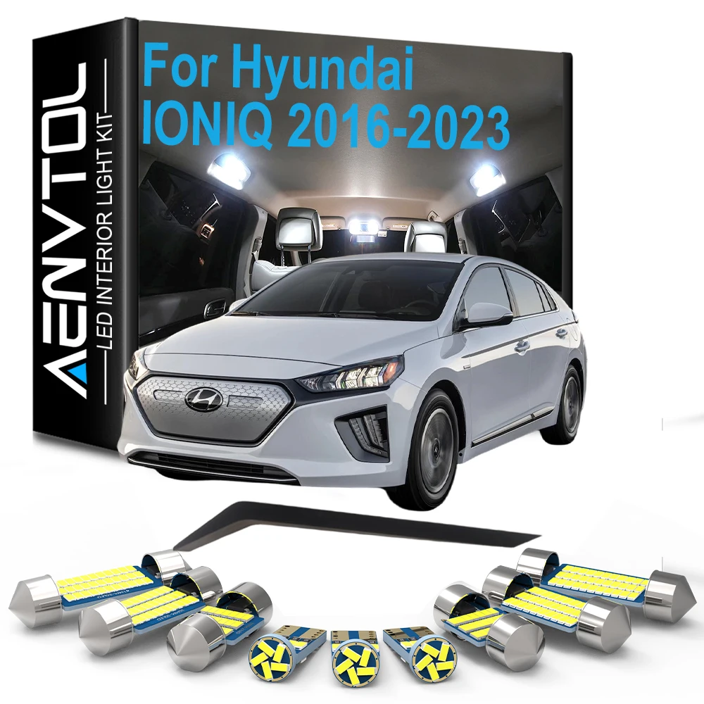 13Pcs Car Indoor Bulb For Hyundai IONIQ EV 2016 2017 2018 2019 2020 2021 2022 2023 LED Interior Dome Map License Plate Light Kit