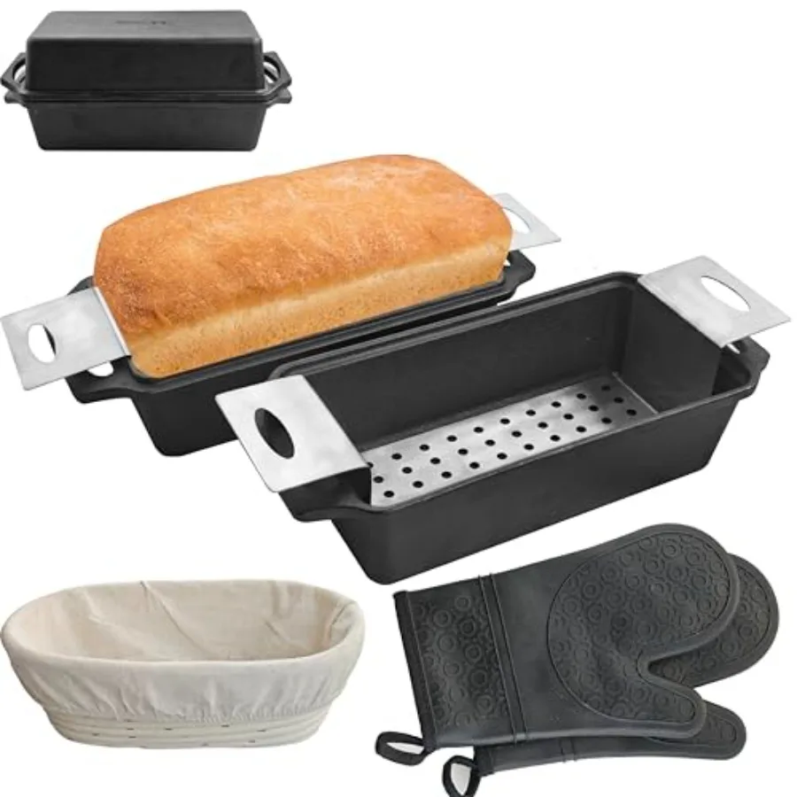 

9x4.3 Inc Cast Iron Loaf Pan wit Lid - 1.8 QT Durale Loaf Pans Recular g Pan Even eat Distriution for ome g 2 Piece t Stainl st