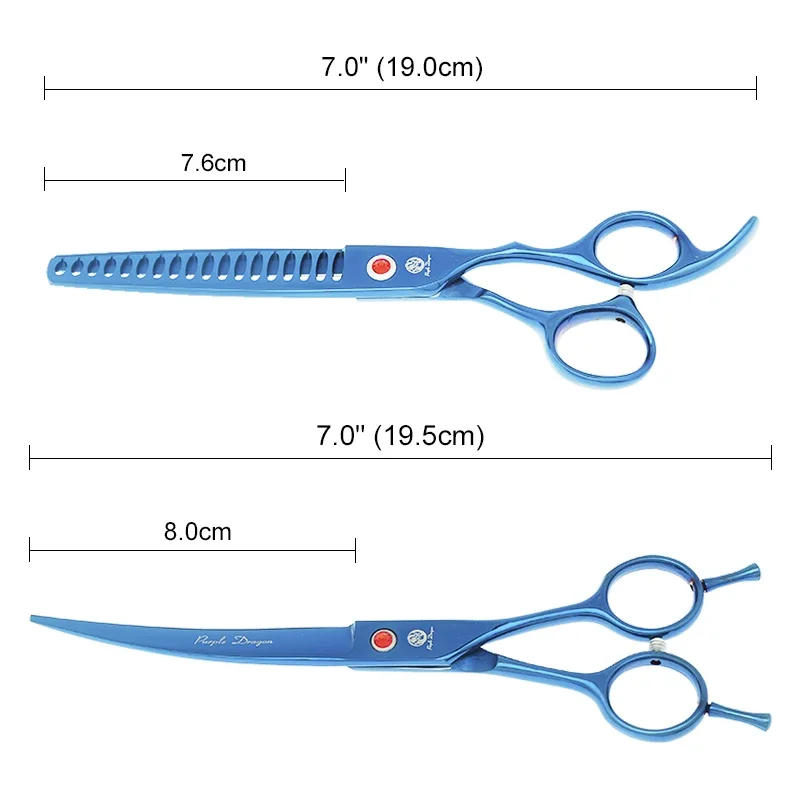 الأرجواني التنين 7 بوصة الكلب الاستمالة مقص اليابان الصلب الحيوان مستقيم منحني قطع مقصات تحفيف مشابك شعر الحيوانات الأليفة B0025B