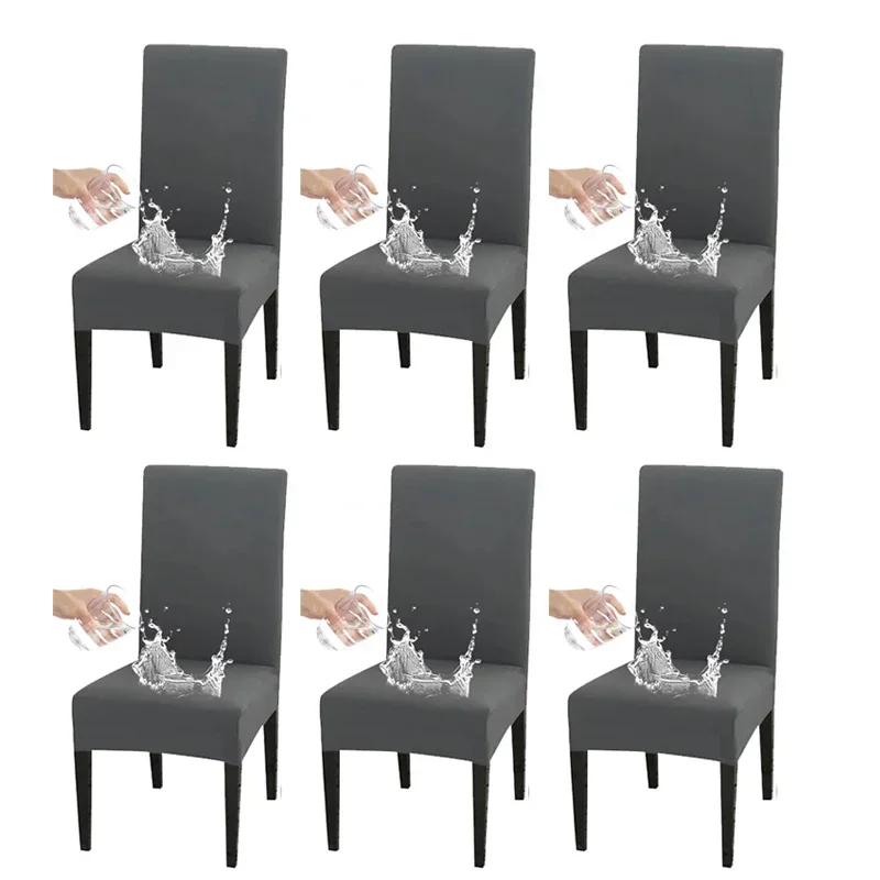 

6 pieces waterproof chair cover thin fabric slipcover for dining room wedding banquet office chair protector for kids washable