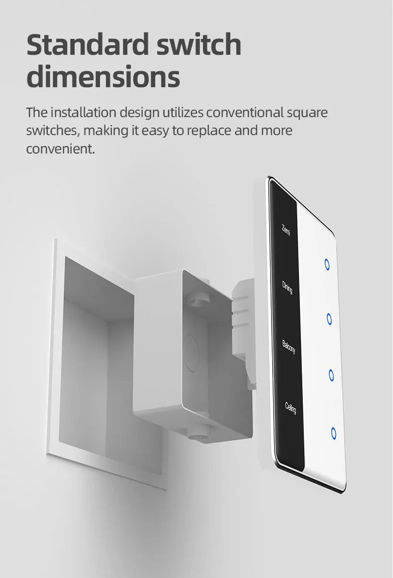 Zemismart DIY Namensschalter Zigbee Smart Display Bildschirm Touch Lichtschalter US-Typ Funktioniert mit Tuya Alexa Google Home Sprachsteuerung – Detail 6