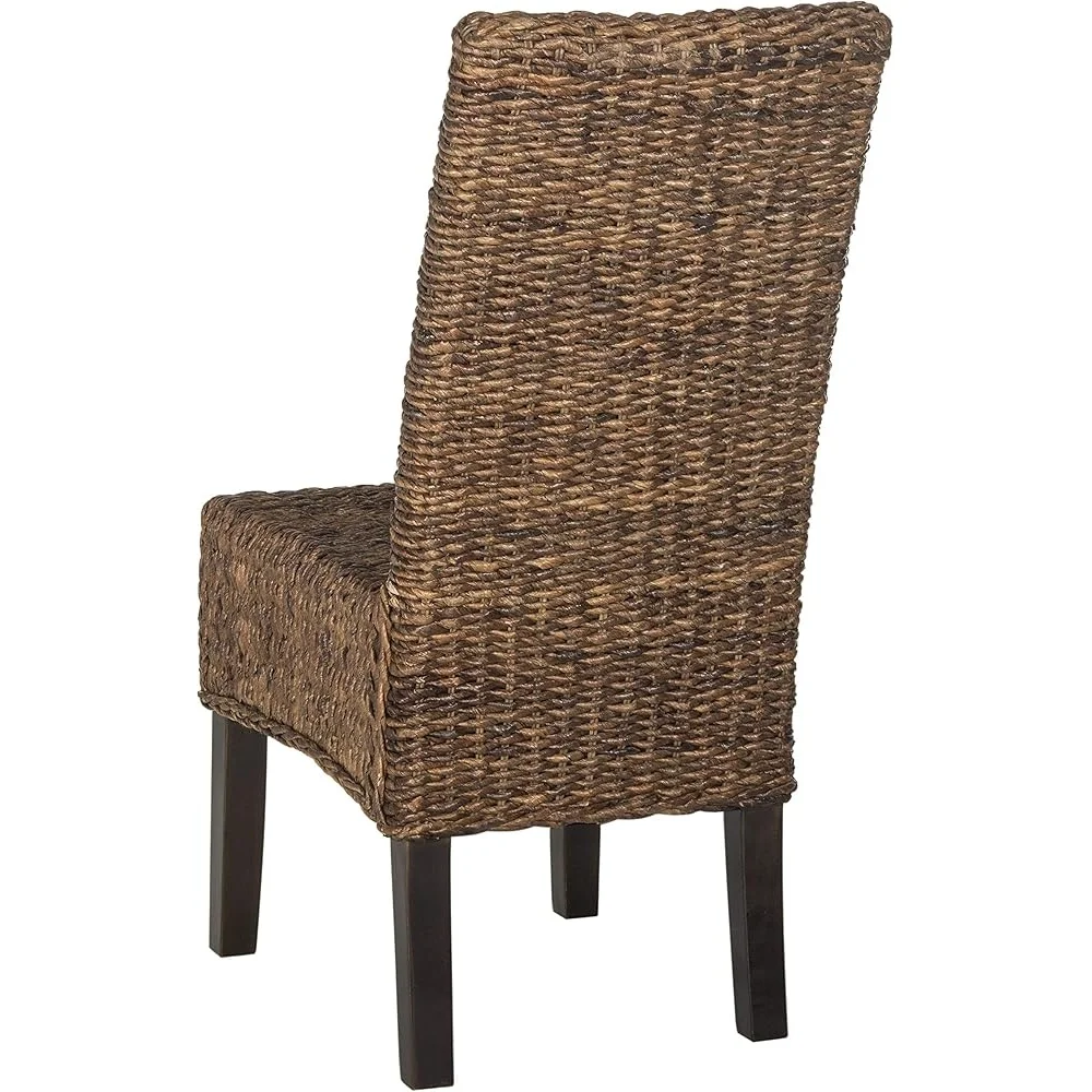 

Brown Wicker Dining Chair Set of 2 Rattan Upholstered Chairs Living Room Bedroom Family Den Study