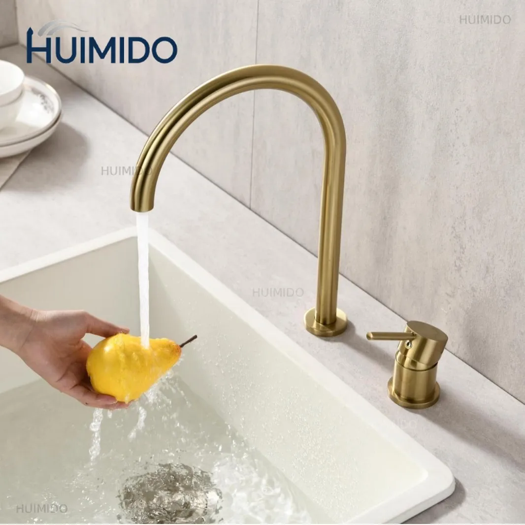 304 Stainless Steel Kitchen Faucet Gun Grey Brushed Gold Rotatable Basin Tap Hot Cold Water