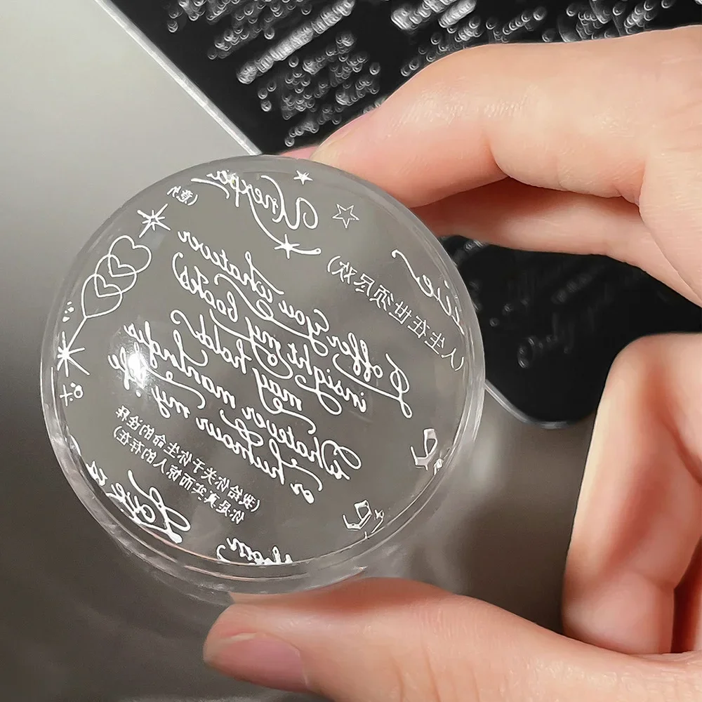 Handgeschriebene englische Kursivschrift-Vorlage, Edelstahl-Nagelstempelplatte, Transferwerkzeug für französische Maniküre und Nagelkunst – Detail 2
