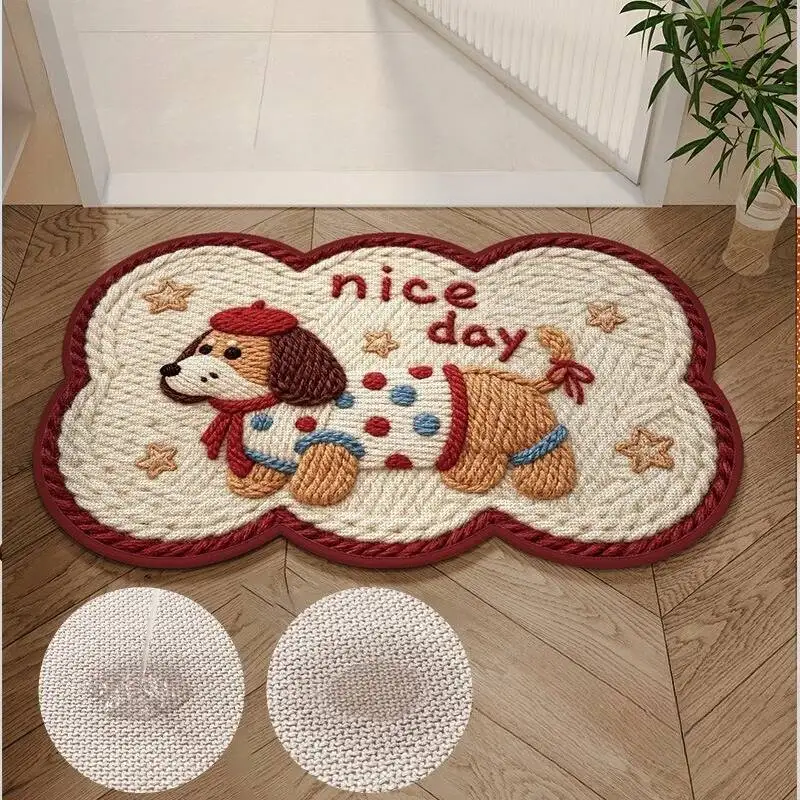 الكرتون الكلب الكلمة حصيرة لطيف الغزل متماسكة نمط ماصة البساط عدم الانزلاق ممسحة لغرفة النوم غرفة المعيشة الحمام ديكور المنزل #2