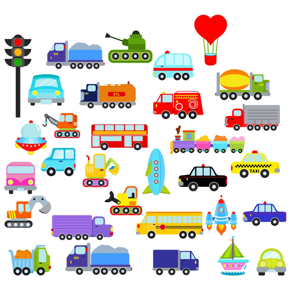 

1Set Creative Cartoon Car Airplane Selfadhesive Wall Stickers Decals Assorted Color High Quality Removable Waterproof PVC