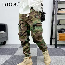 2026 Spring Autumn Fashion Vintage Street Wild Cargo Pants Man American Style Zipper Pockets Cotton Personality Out Streetwear