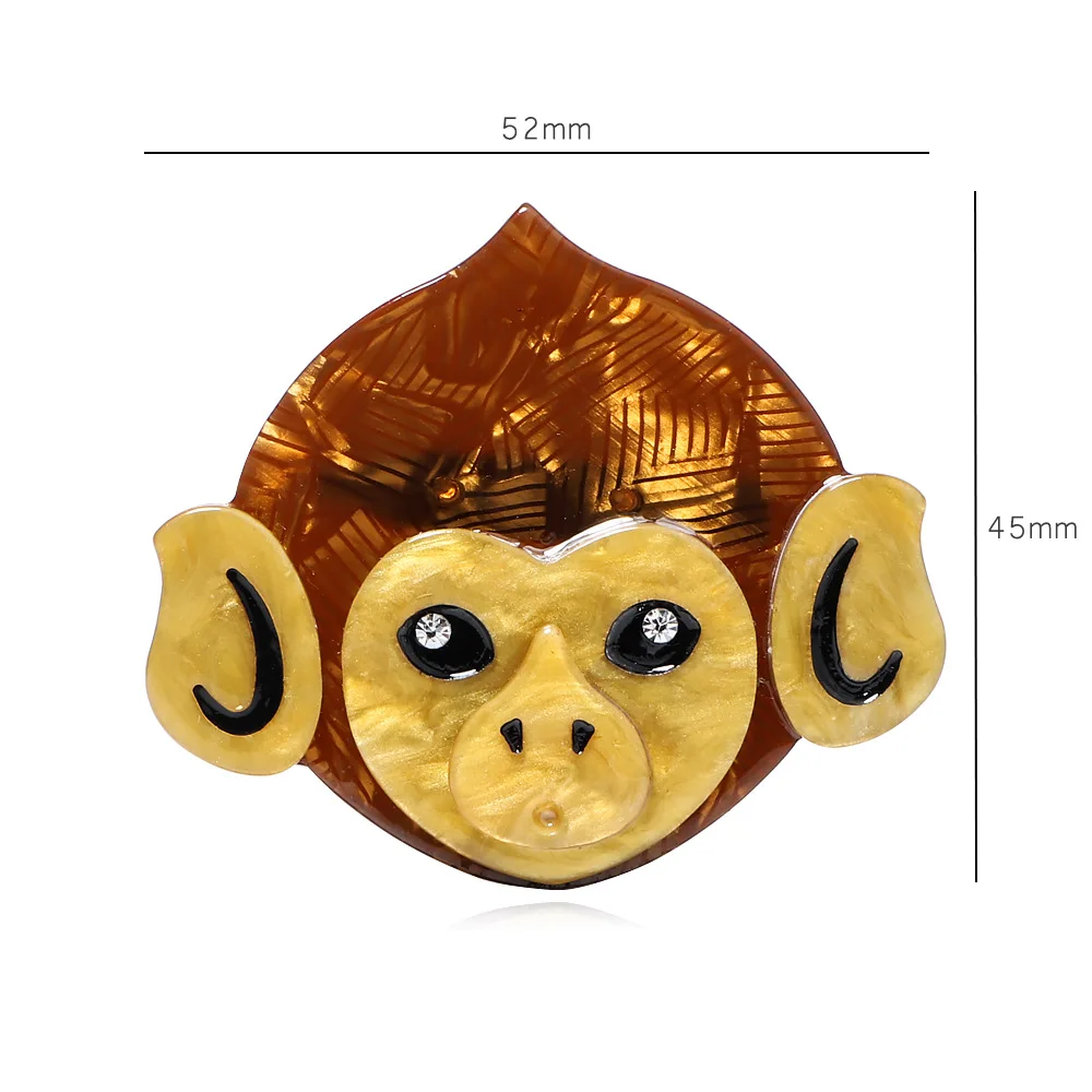 Acrylic Animal Monkey Brooch Cute Brown Patterned Monkey Brooches Suit Jacket Shirt Pins Decoration Accessories