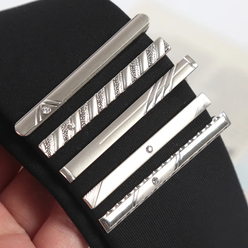 

Tie Clips for Men Necktie Accessories Fashion Metal Silver Color Tone Simple Bar Clasp Practical Clasp Tie Pin Collar Clip