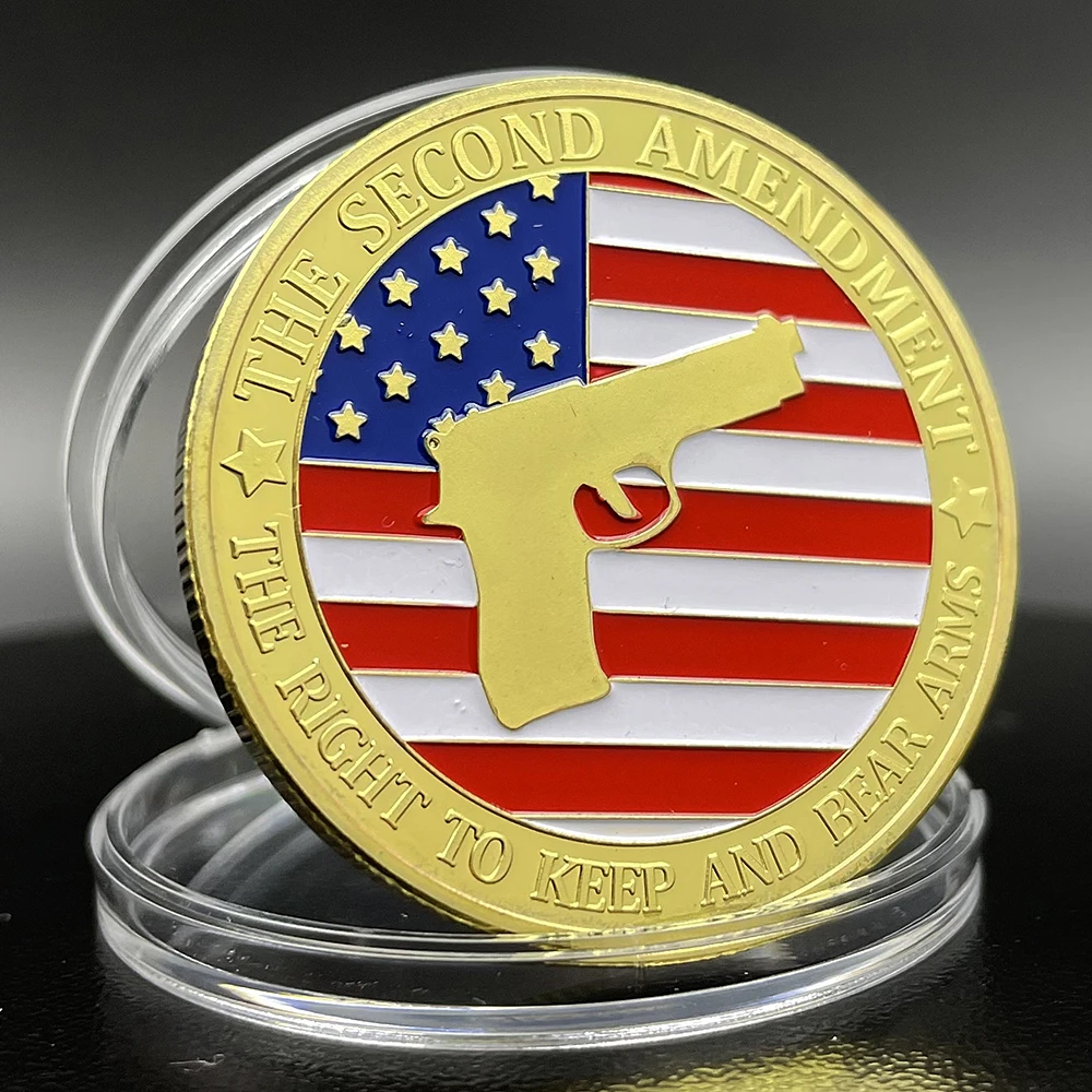 Second Amendment Commemorative Coin - USA Constitutional Right To Bear Arms Collectible Challenge Coin in Capsule