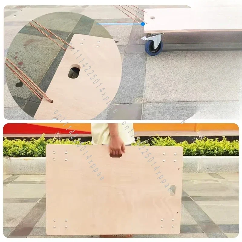 Strong Ability To Withstand Pressure Thick Wooden Cart Four Wheel Trailer Household Multilayer Board Good Load-bearing
