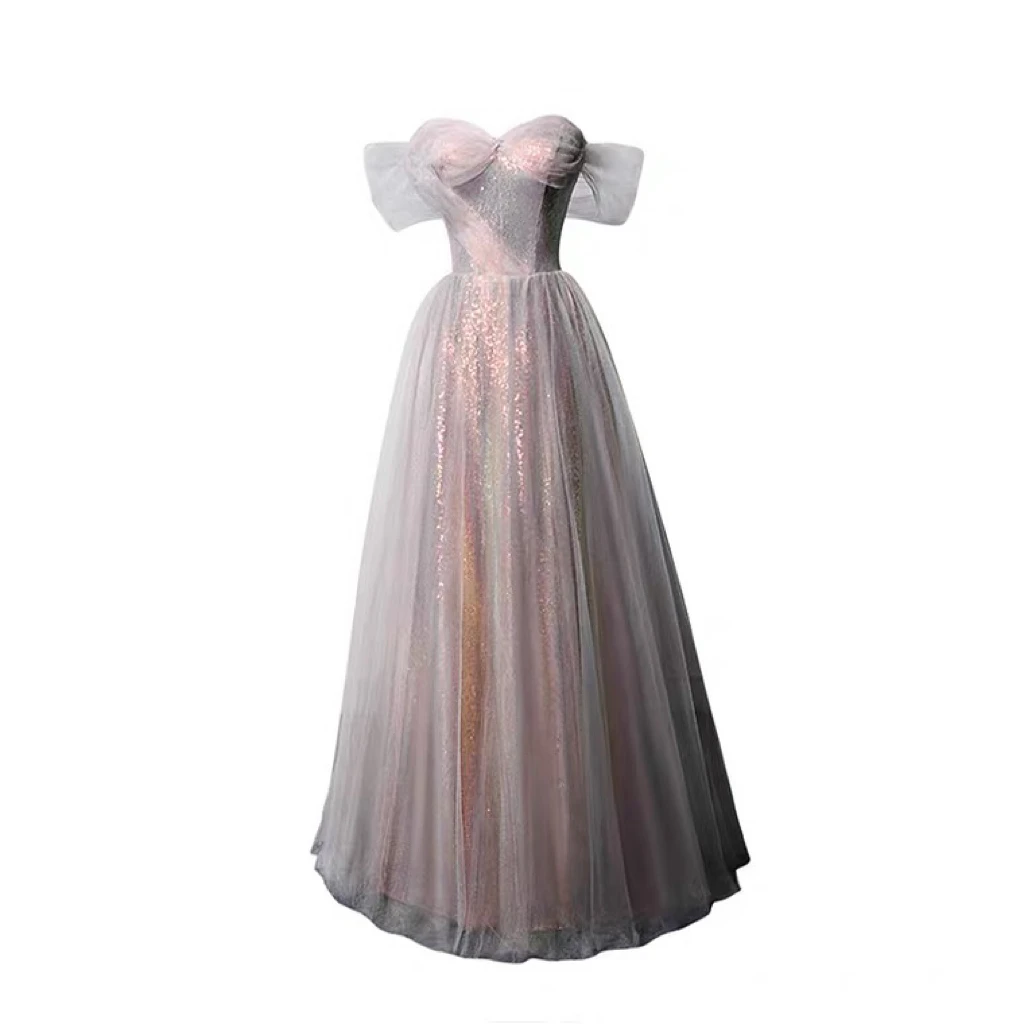 Candy Pink Evening Dresses Sequined Beading Off Shoulder Sweetheart A-line Glitter Party Formal Prom Bridesmaid Gowns New