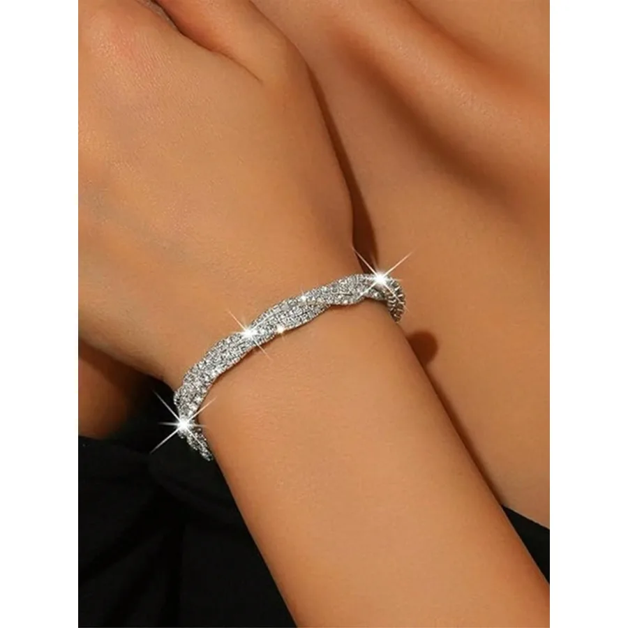 

1 elegant minimalist crystal wrapped cuff bracelet, fashionable seasonal jewelry, suitable for daily wear and weddings